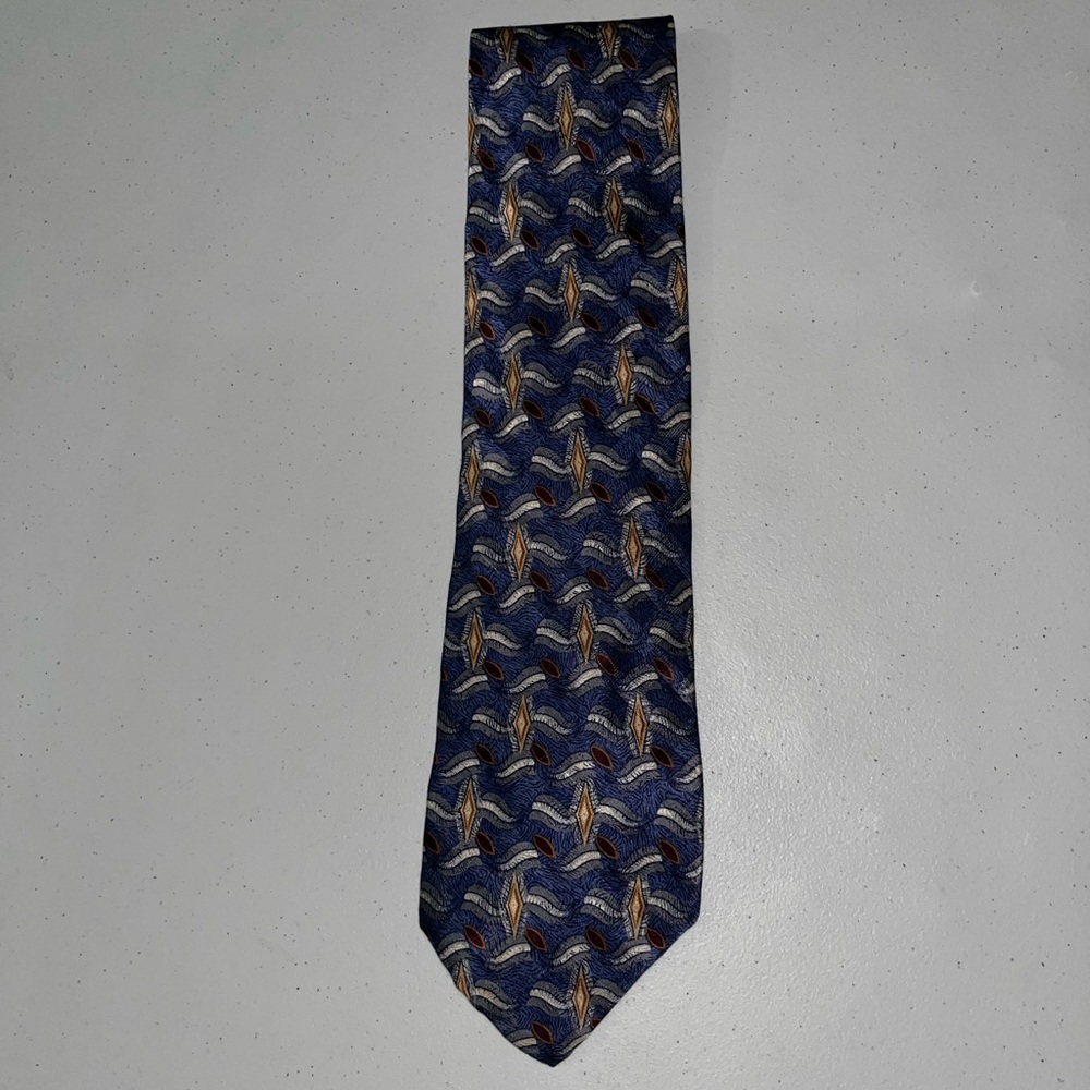 NIBag Jones New York All Silk Boho Elegant Blue Patterned Tie